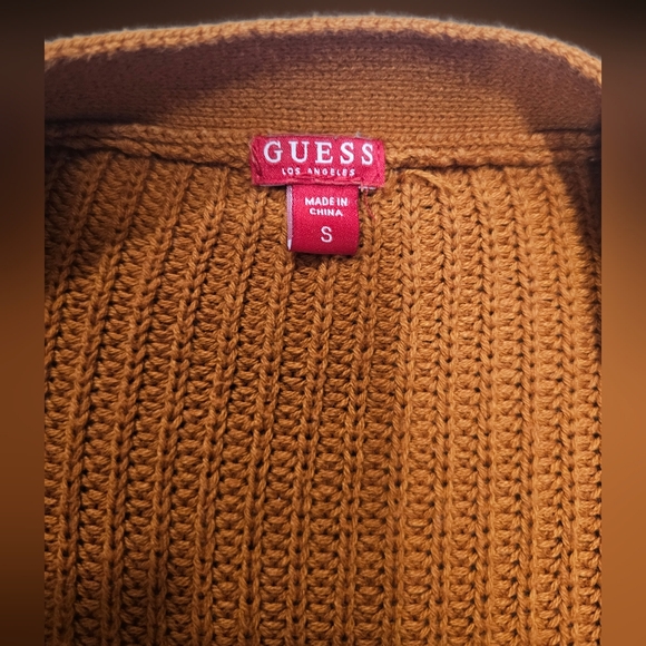 Guess Knit Sweater Women S Burnt Orange Pullover Lace Up - Picture 2 of 6